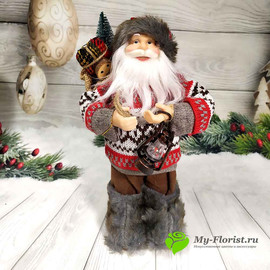 Санта в свитере с подарками H-40 см
