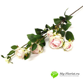 Ветка розы кустовая ИДЕАЛ 74 см молочно-розовая