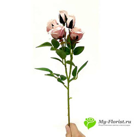 Ветка розы кустовая нюдово-розовая 43 см - Фото1. Купить в розницу