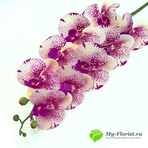 Искусственные орхидеи купить в москве - Орхидея "Бриллианс" силикон (Лилово белая пестрая)