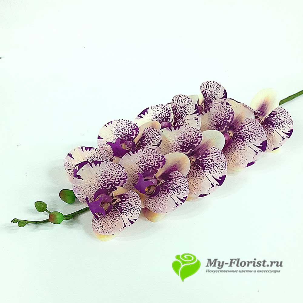Искусственные орхидеи купить в москве - Орхидея "Бриллианс" силикон (Сиренево-кремовая пестрая)