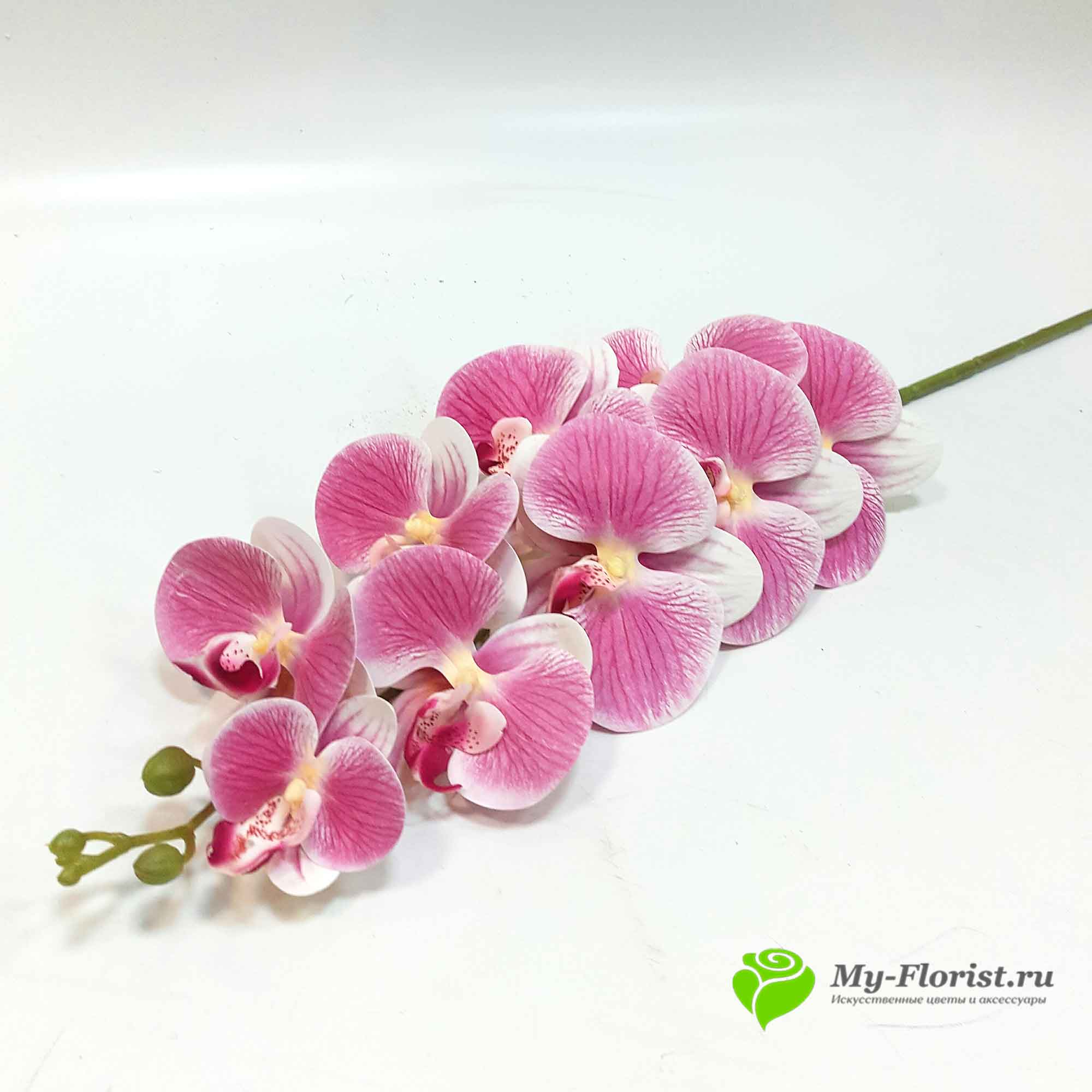 Искусственные орхидеи купить в москве - Орхидея "Кимоно" силикон (Лиловая с белым кантом)