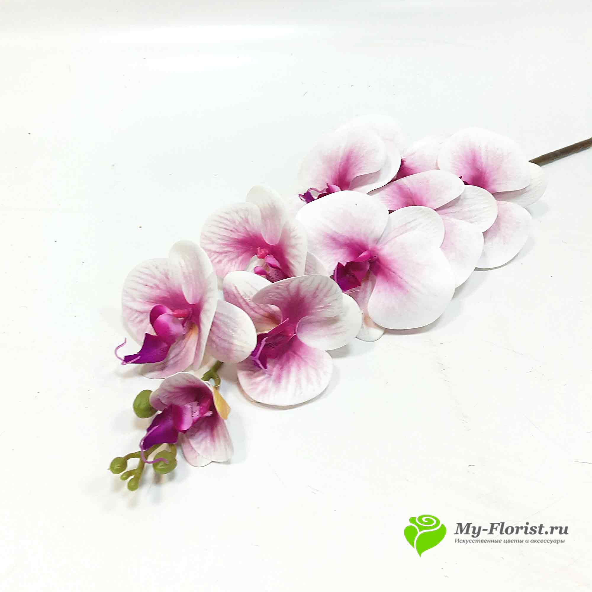 Искусственные орхидеи купить в москве - Орхидея "Кимоно" силикон (Лилово белая)