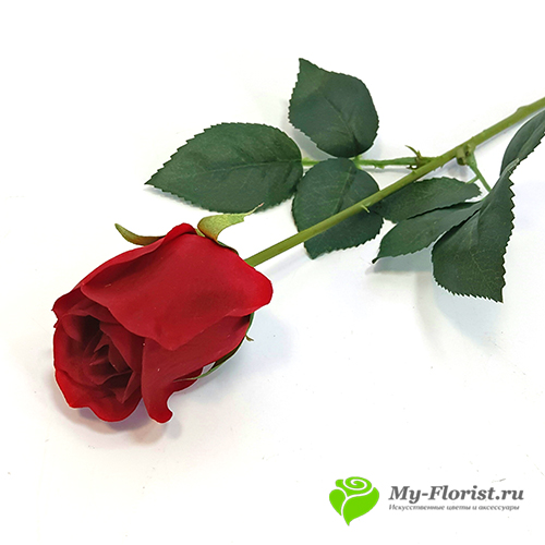 Искусственные розы как живые купить в Москве - Роза в бутоне Реалистик "Джуна" 55 см. (Красная)