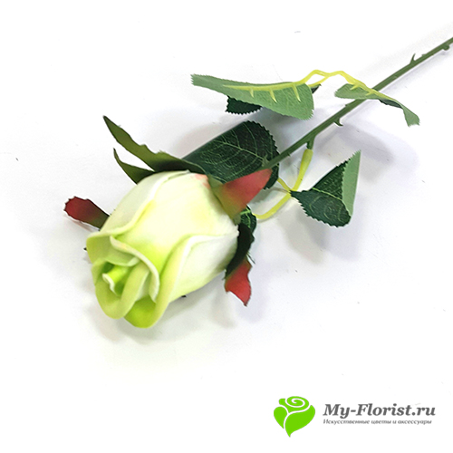 Искусственные розы как живые купить в Москве - Роза в бутоне Реалистик "Альбина" 55 см. (Зеленая)