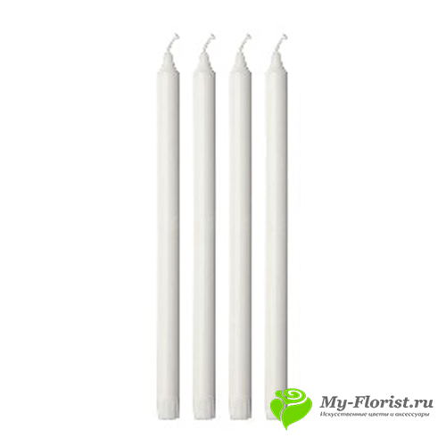 Набор свечей 4 шт. белые H25см. купить в интернет-магазине My-Florist.ru