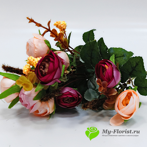 Искусственные цветы и букеты - Камелия "Перламутр" 30см. (Лиловый/Бежевый)