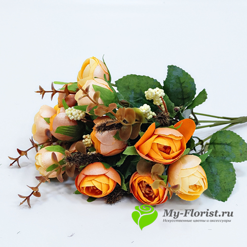 Искусственные цветы и букеты - Камелия "Перламутр" 30см. (Жёлтый)