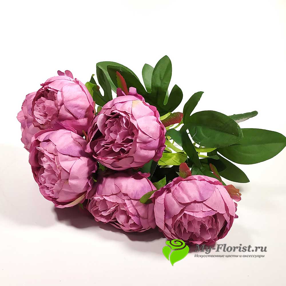Искусственные цветы Премиум купить - Пионы "Дженнифер" 48 см. (Сиреневые)