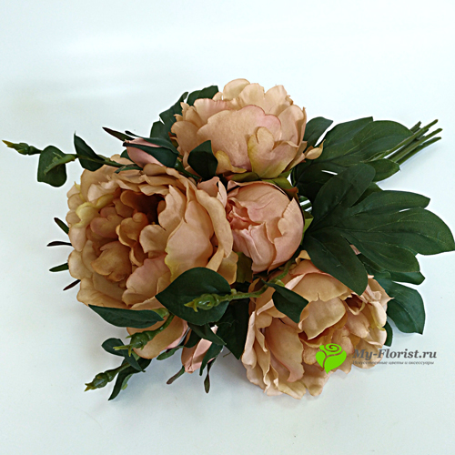 Искусственные цветы и букеты - Пионы "Фелиция" 45 см. (Коричневый)