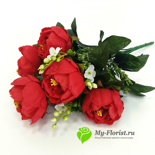 Искусственные цветы и букеты - Букет роз "Грета" 45 см. Белые