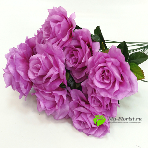 Искусственные букеты в розницу - Розы "Стелла" букет 65 см (Сиреневый)