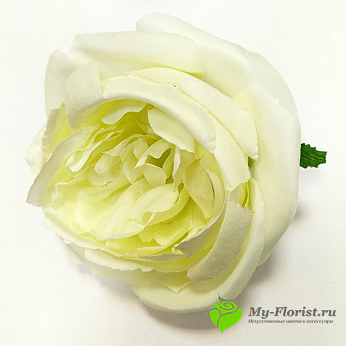 Головы искусственных цветов - Пионовидная роза "Биатрис" цветок D-11 см. (Бело-зеленая)