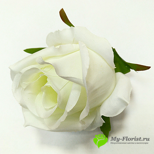 Головы искусственных цветов - Роза бутон "Ксюша" цветок D-8 см. (Белая)