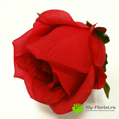 Головы искусственных цветов - Роза бутон "Ксюша" цветок D-8 см. (Красная)