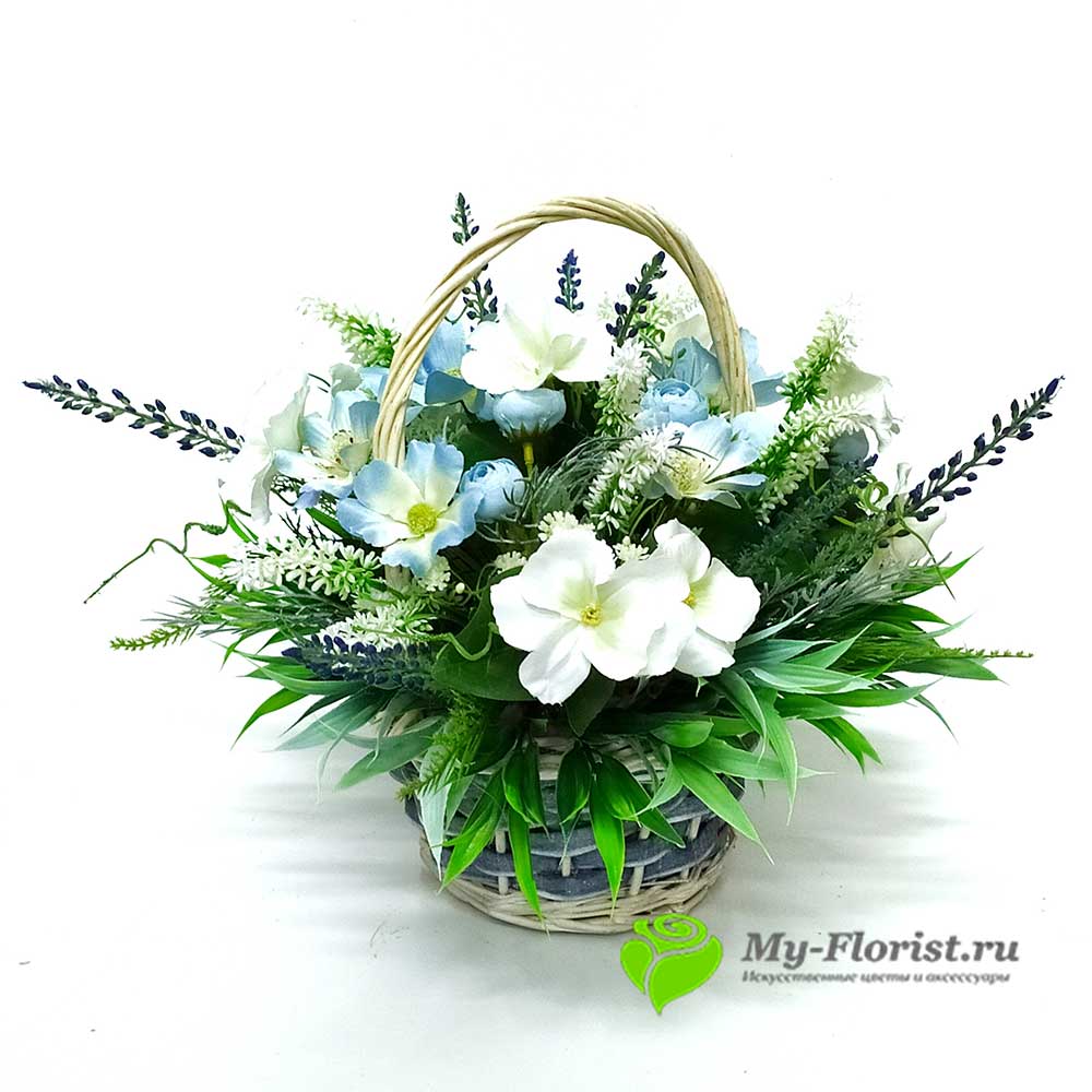 Композиция из цветов "Клео" в декоративной корзине купить в интернет-магазине My-Florist.ru