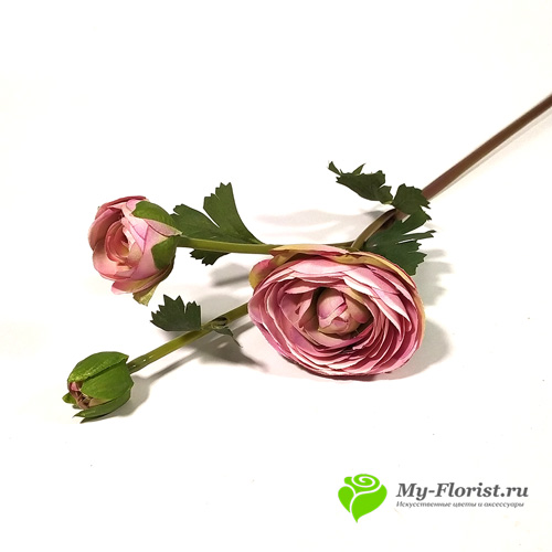 Купить искусственные цветы в розницу - Ранункулюс с бутоном (Малиновый)