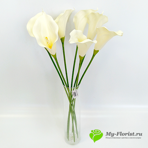 Купить искусственные цветы в розницу - Калла молочная латекс 65 см. 