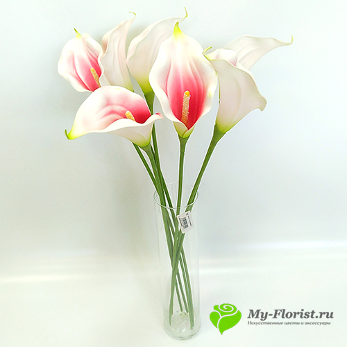 Купить искусственные цветы в розницу - Калла розовая латекс 65 см. 