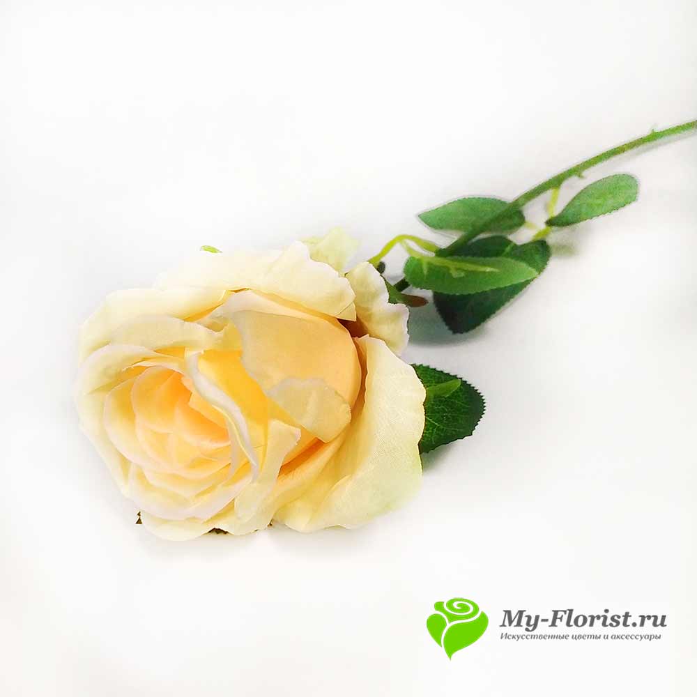 Купить искусственные цветы в розницу - Роза "Байкал" 62 см. (Кремовая)