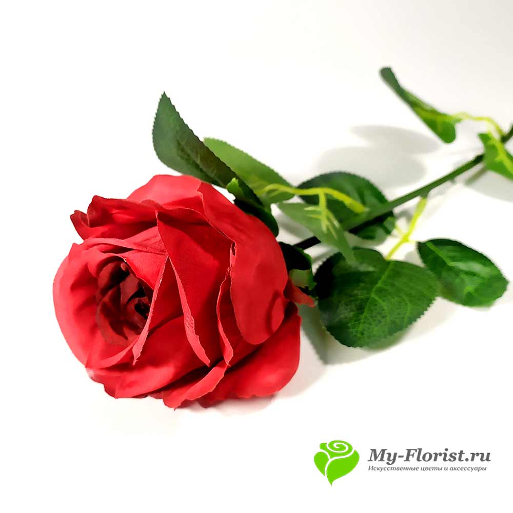 Купить искусственные цветы в розницу - Роза "Байкал" 62 см. (Красная)