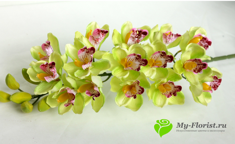 Искусственные ветки цветов - Ветка орхидеи "Цимбидиум" 88 см.