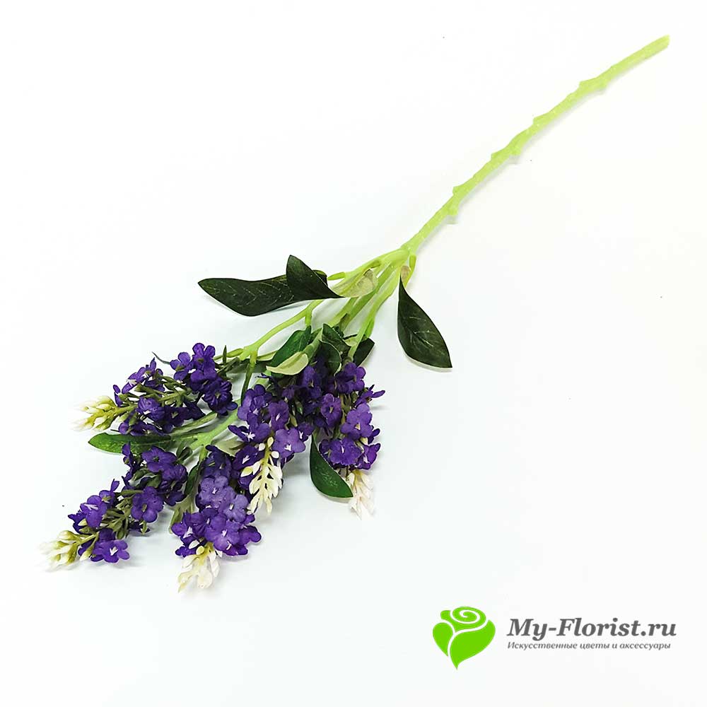 Искусственные цветы и букеты -Ветка сирени (темно-сиреневый) 62 см.