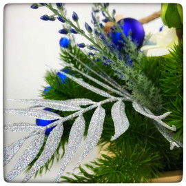 Новогодняя композиция синяя в ящичке H30см - Фото3. Купить в розницу