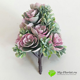 Суккулент Каменная роза конус 18 см. (Зеленый с розовым) - Фото1. Купить в розницу