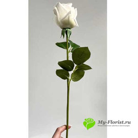 Роза в бутоне РЕАЛИСТИК 55 см белая - Фото1. Купить в розницу