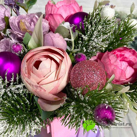 Новогодняя композиция КИМБЕРЛИ розовая H-22см - Фото2. Купить в розницу
