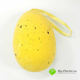 Яйцо декоративное 10см. с лентой (желтое)