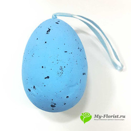 Яйцо декоративное 10см. с лентой (голубое)