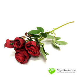 Ветка розы кустовая красная 43 см