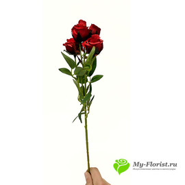 Ветка розы кустовая красная 43 см - Фото1. Купить в розницу
