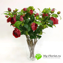 Ветка пионовидной розы (темно-красная) - Фото2. Купить в розницу