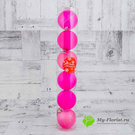 Набор ярких розовых шаров 6 шт D-6 см - Фото1. Купить в розницу