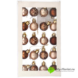 Набор новогодних шаров D-3см (20шт/бронза) - Фото1. Купить в розницу