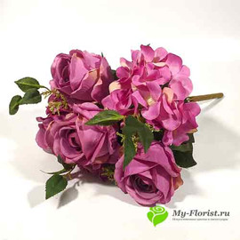 Розы с гортензией АДАМАС 48 см Лиловый