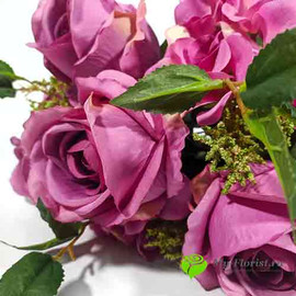 Розы с гортензией АДАМАС 48 см Лиловый - Фото1. Купить в розницу