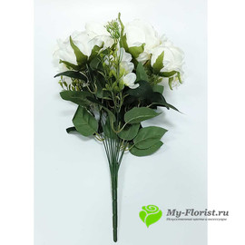 Розы букет ФЬЮЖН 55 см. (Белый) - Фото1. Купить в розницу