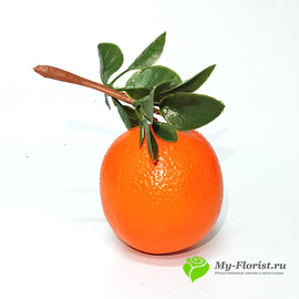 Апельсин с веточкой 8 см. (Пластик)