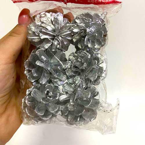 Набор шишек серебро 6шт керамика купить в магазине My-Florist.ru