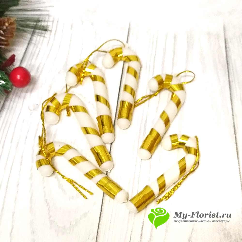 Новогодний декор ЛЕДЕНЕЦ набор 6шт. золото купить в магазине My-Florist.ru