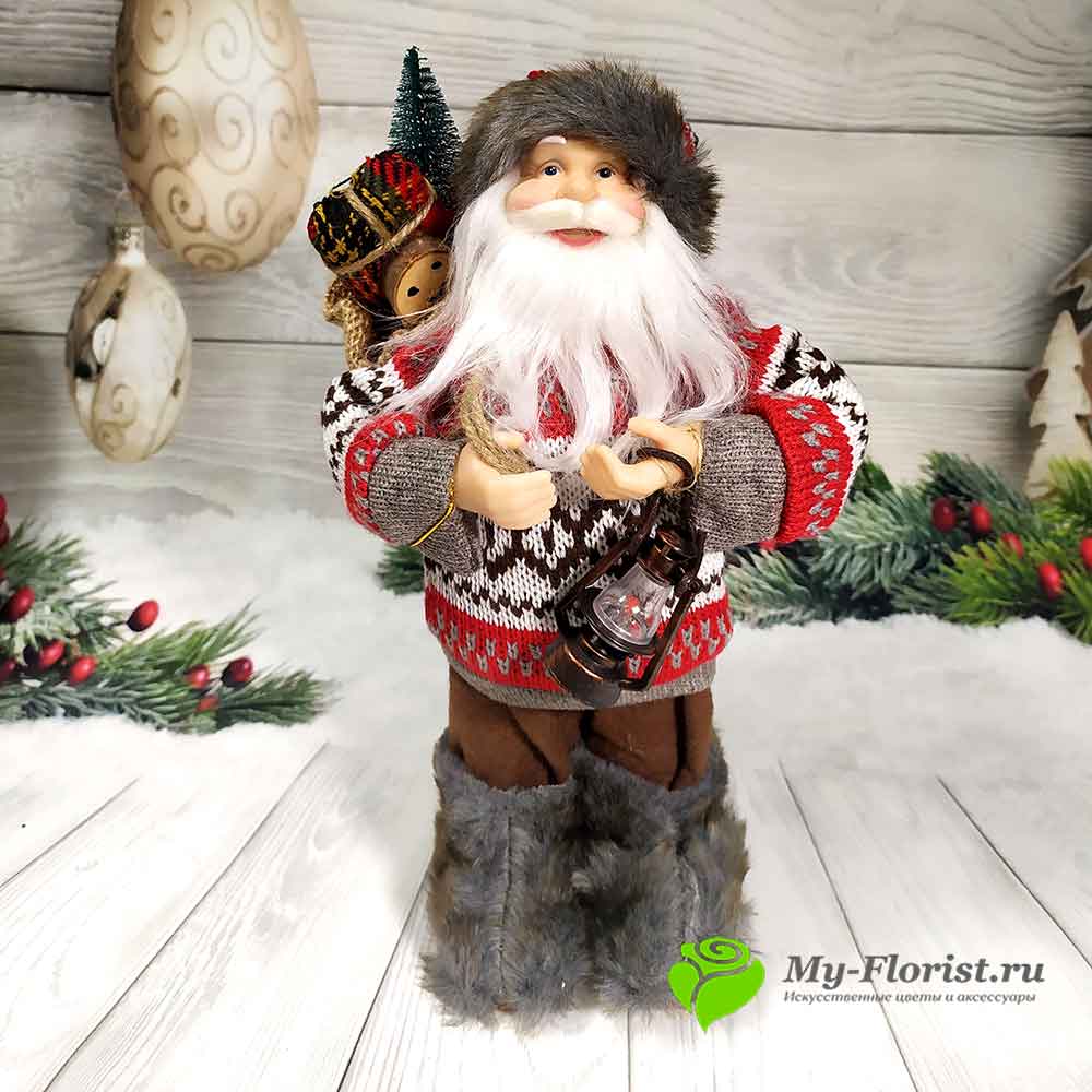 Санта в свитере с подарками H-40 см купить в интернет-магазине My-Florist.ru