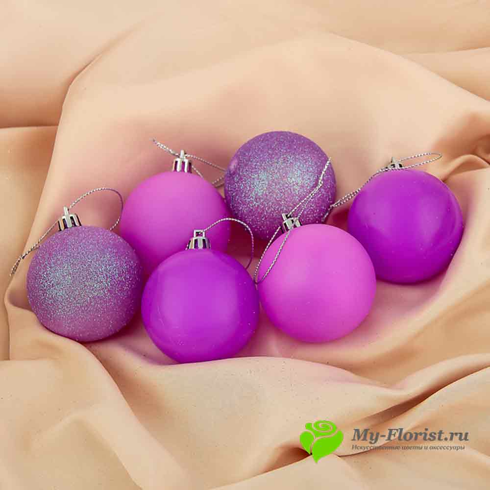 Набор лиловых шаров 6 шт D-6 см купить в магазине My-Florist.ru