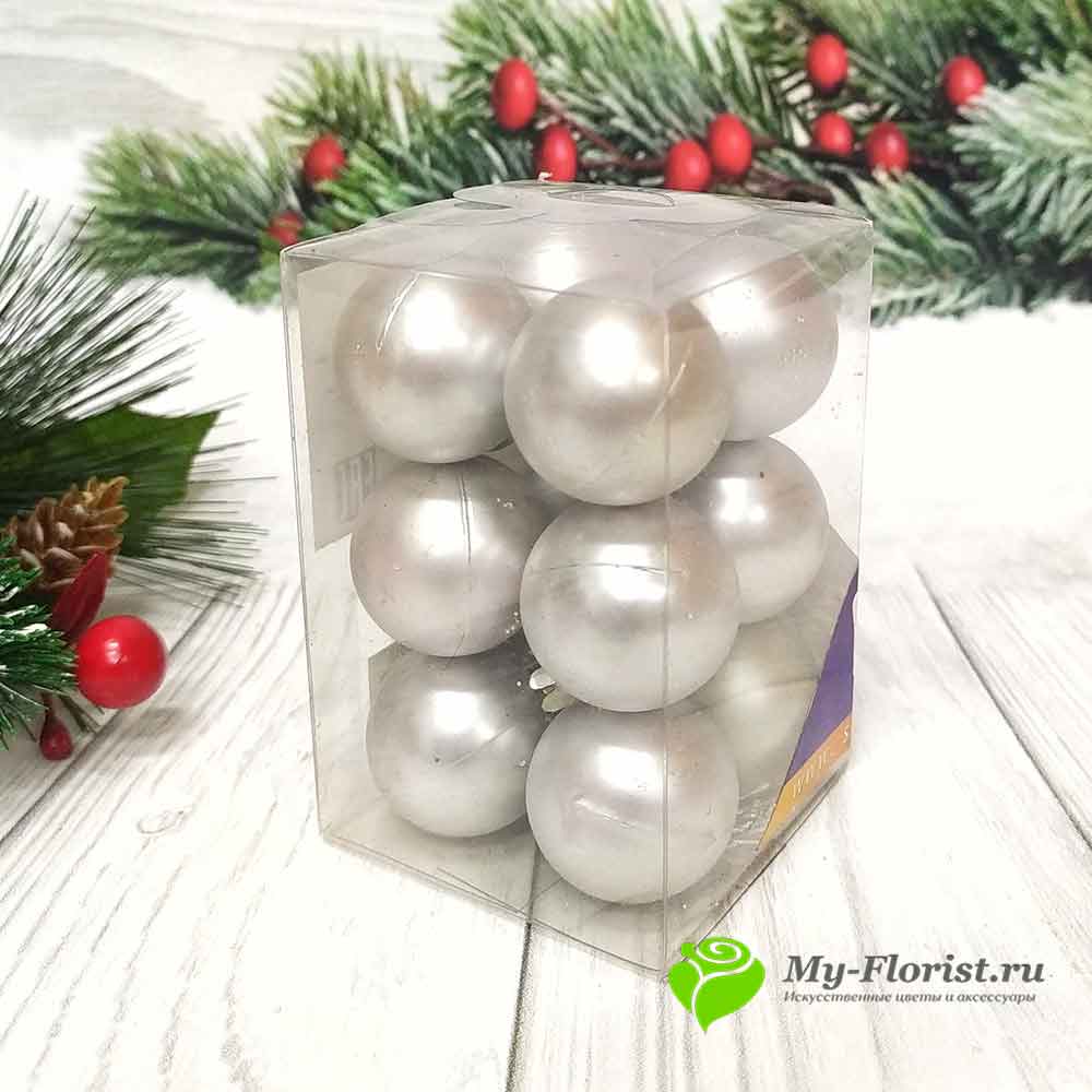 Набор матовых шаров D-3см (12шт/серебро) купить в магазине MY-Florist.ru