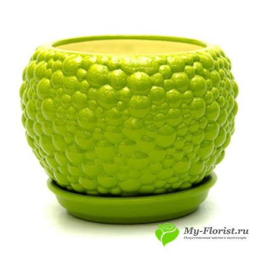 Кашпо "Bubble" D8,5 см., Н-8,5 см (Зеленое) Арт. 048753- Купить пластиковое кашпо и горшки для цветов -