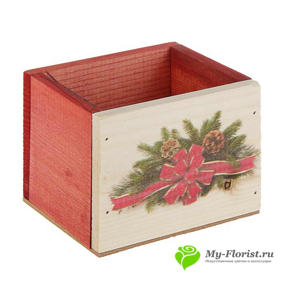 Ящик деревянный сосна "Еловая гирлянда" купить в магазине My-Florist.ru