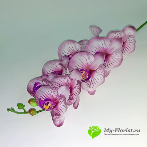 Искусственные орхидеи купить в москве - Орхидея "Бриллианс" силикон (Лилово коричневая)